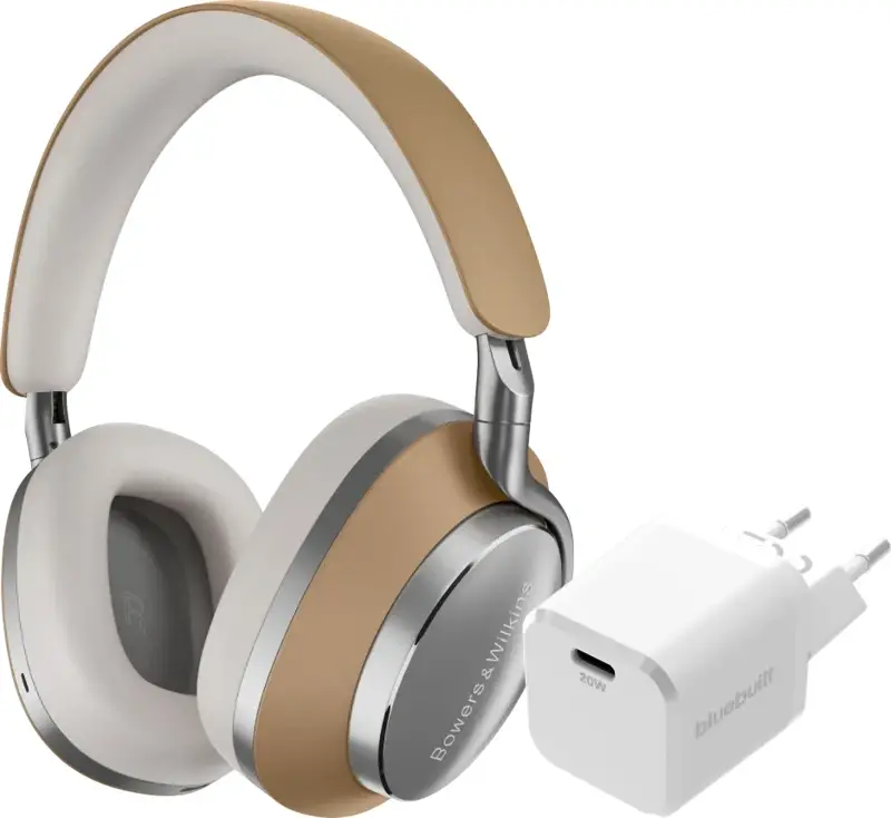 Bowers & Wilkins Px8 Bruin + BlueBuilt Power Delivery Oplader met Usb C Poort 20W Wit