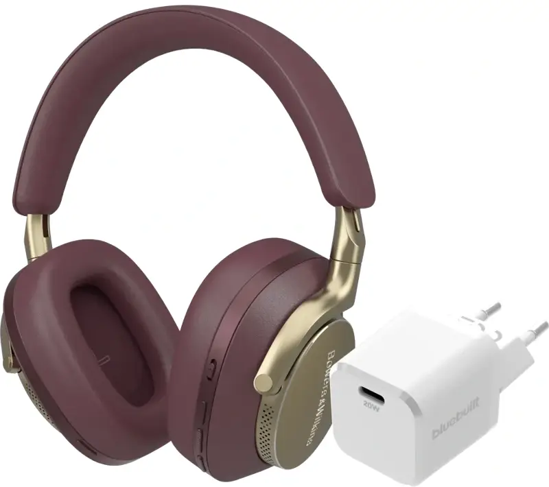 Bowers & Wilkins PX8 Rood + BlueBuilt Power Delivery Oplader met Usb C Poort 20W Wit