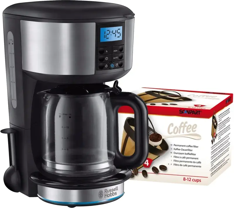 Russell Hobbs Buckingham Zilver Koffiezetapparaat +  Scanpart Permanent Filter