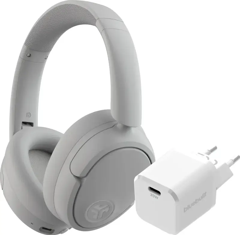 JBuds Lux ANC Wit + BlueBuilt Power Delivery Oplader met Usb C Poort 20W Wit