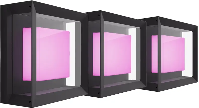 Philips Hue Econic muurlamp White and Color Zwart modern 3-pack
