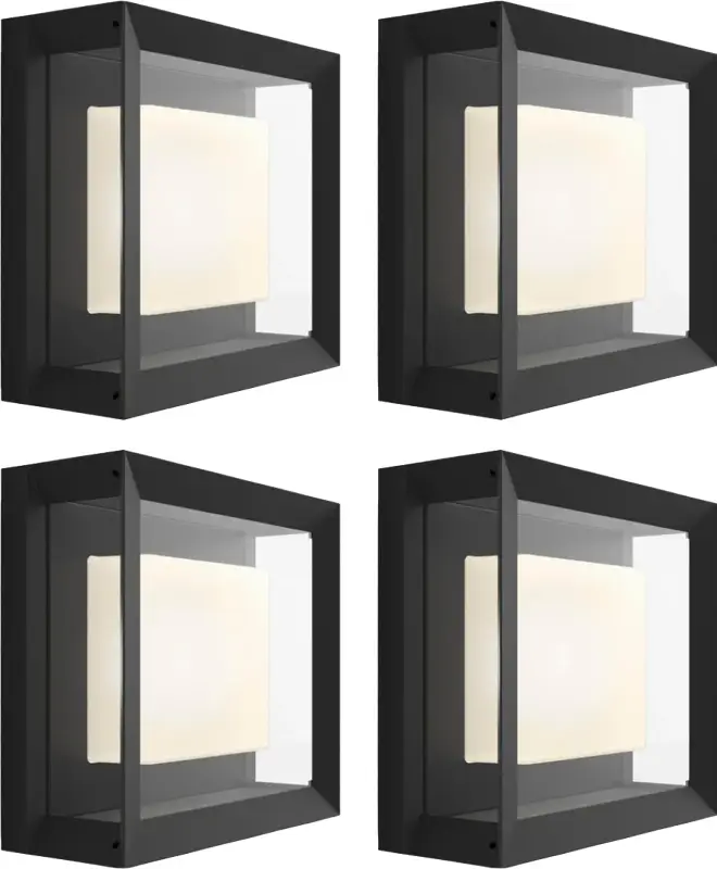 Philips Hue Econic muurlamp White and Color Zwart modern 4-pack
