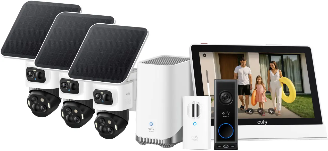 EufyCam S4 3-Pack + HomeBase 3 + Video Doorbell E340 + Smart Display E10