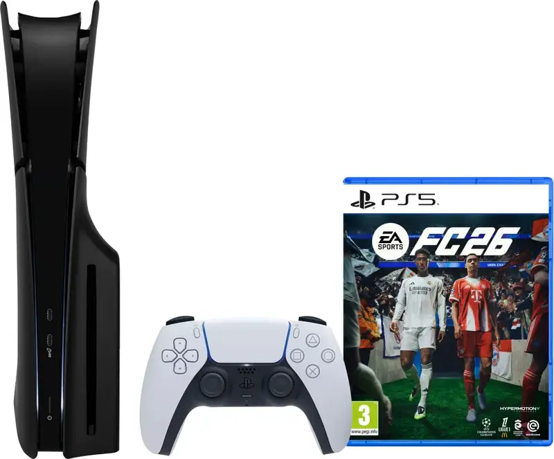 PlayStation 5 Slim Disc Edition + FC 26 + Covers Zwart