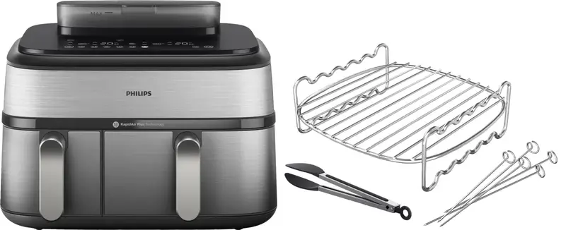 Philips 5000 Series Dual Basket NA555/00 + Dubbellaagse kookset