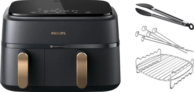 Philips 3000 series Dual Basket NA352/00 + Dubbellaagse kookset