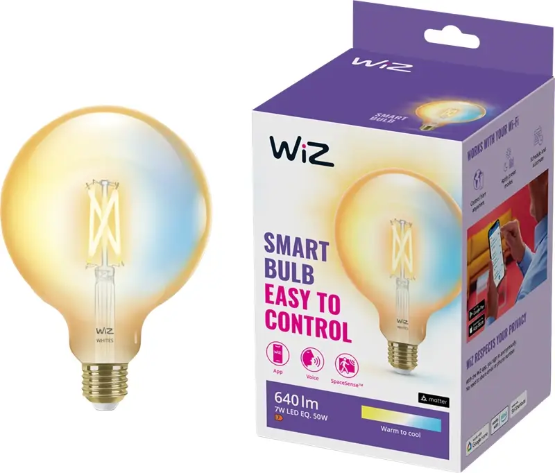 WiZ Smart Filament lamp Globe XL - Warm tot Koelwit Licht - E27