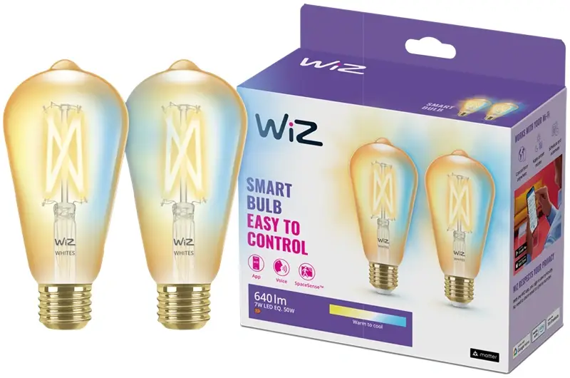 WiZ Edison Filament lamp 2-pack - Warm tot Koelwit Licht - E27