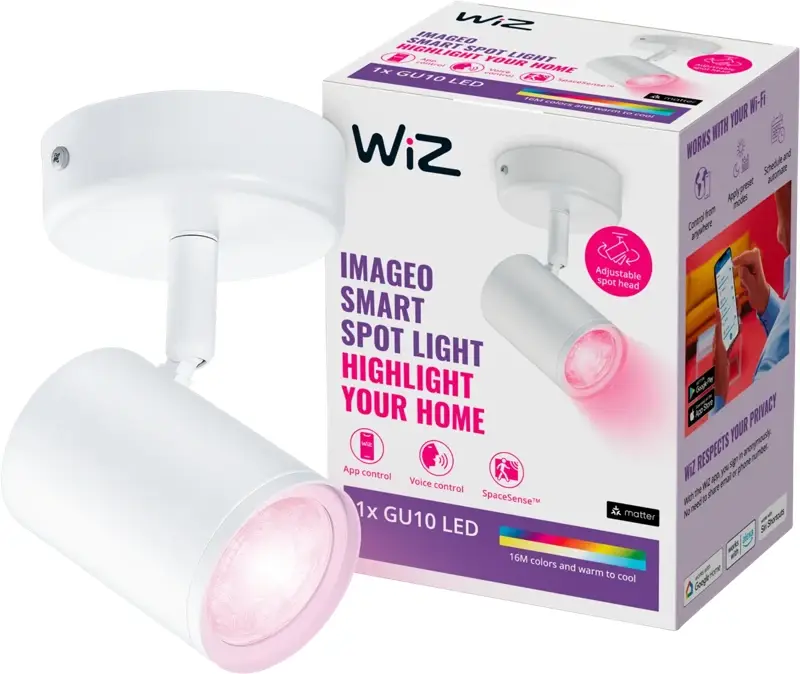 WiZ 1 spot Imageo wit - Gekleurd en Wit licht - GU10