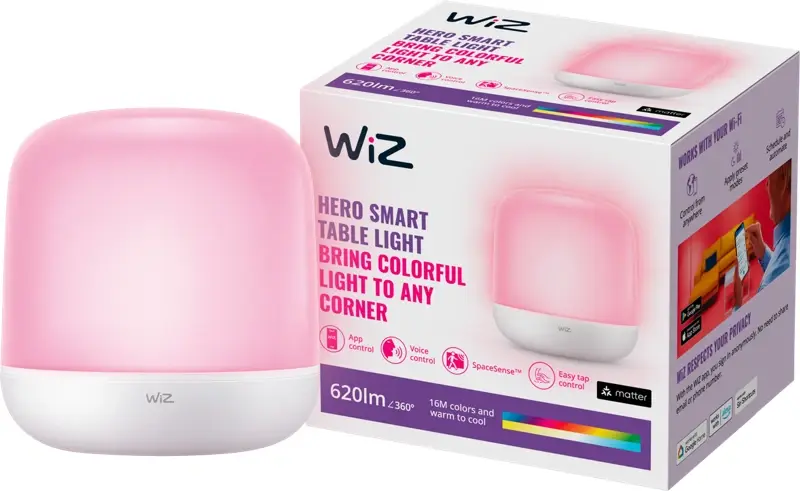 WiZ Hero draadloze tafellamp - Gekleurd en Wit licht