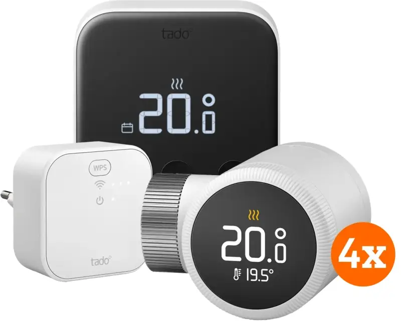 Tado Slimme Thermostaat X Startpakket + 4 radiatorknoppen