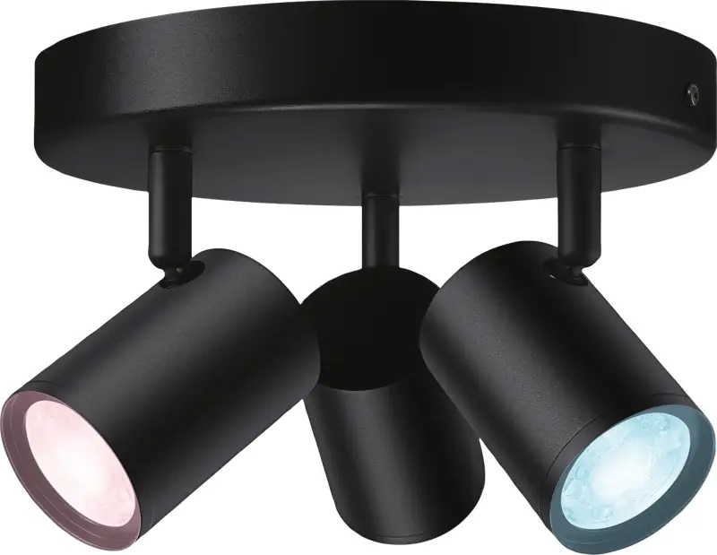 WiZ 3 spots Imageo rond - Gekleurd en Wit licht - GU10 - zwart