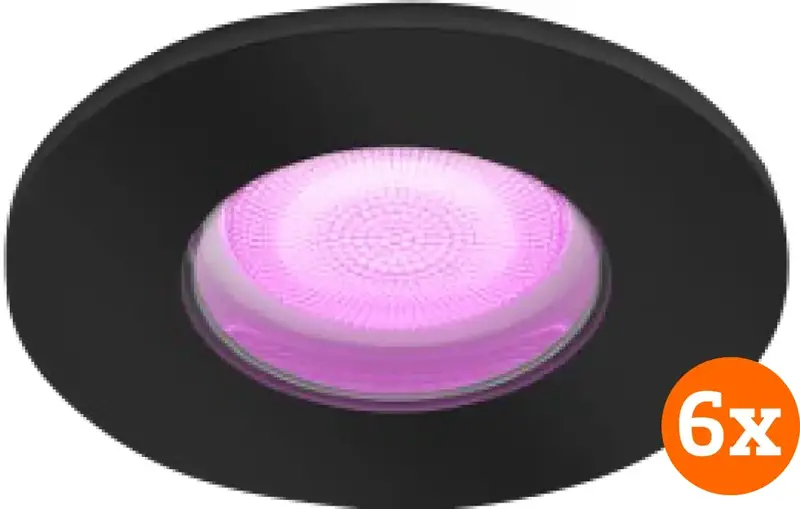 Philips Hue Xamento badkamer inbouwspot White and Color - Zwart - Rond 6-pack