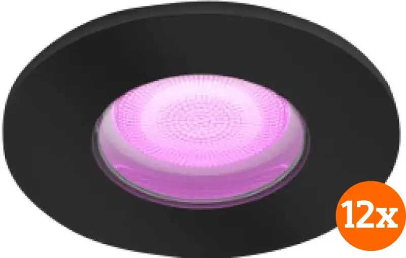 Philips Hue Xamento badkamer inbouwspot White and Color - Zwart - Rond 12-pack