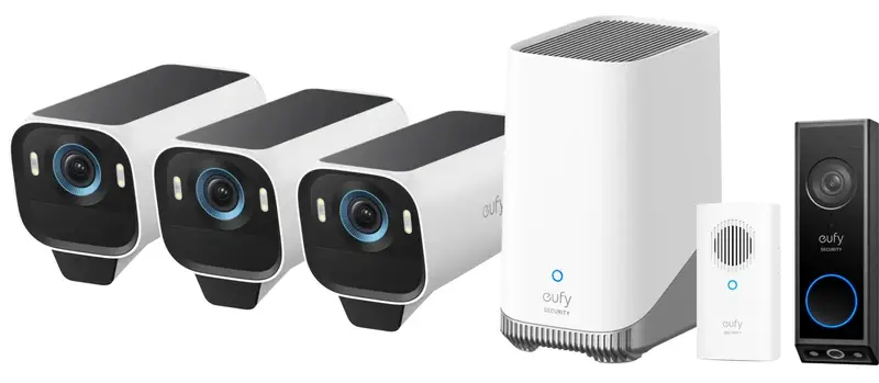 EufyCam S3 Pro 3-Pack + Video Doorbell E340 + Chime