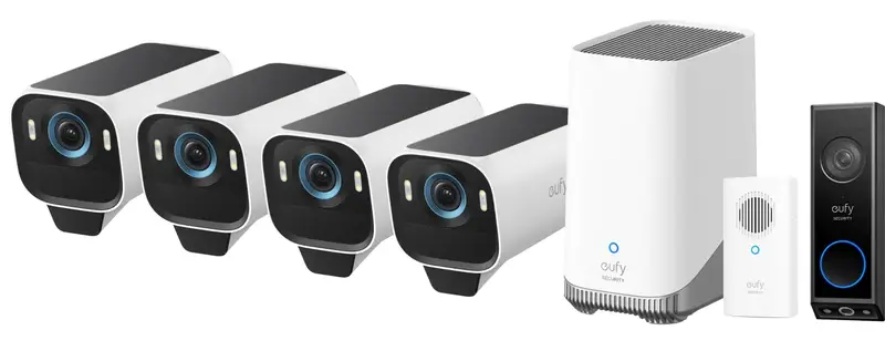 EufyCam S3 Pro 4-Pack + Video Doorbell E340 + Chime