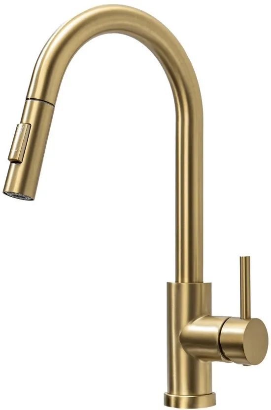 LOMAZOO Keukenkraan Met Uittrekbare Uitloop Goud - Keukenkraan Goud - Gouden Keukenkraan [SPHINX]