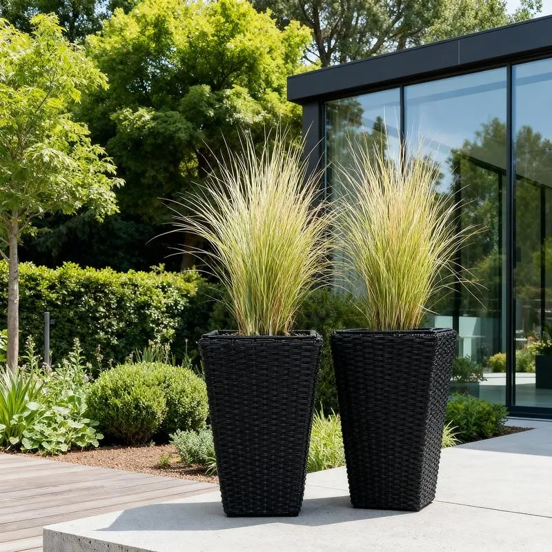 Set van 2 plantenpotten - zwart