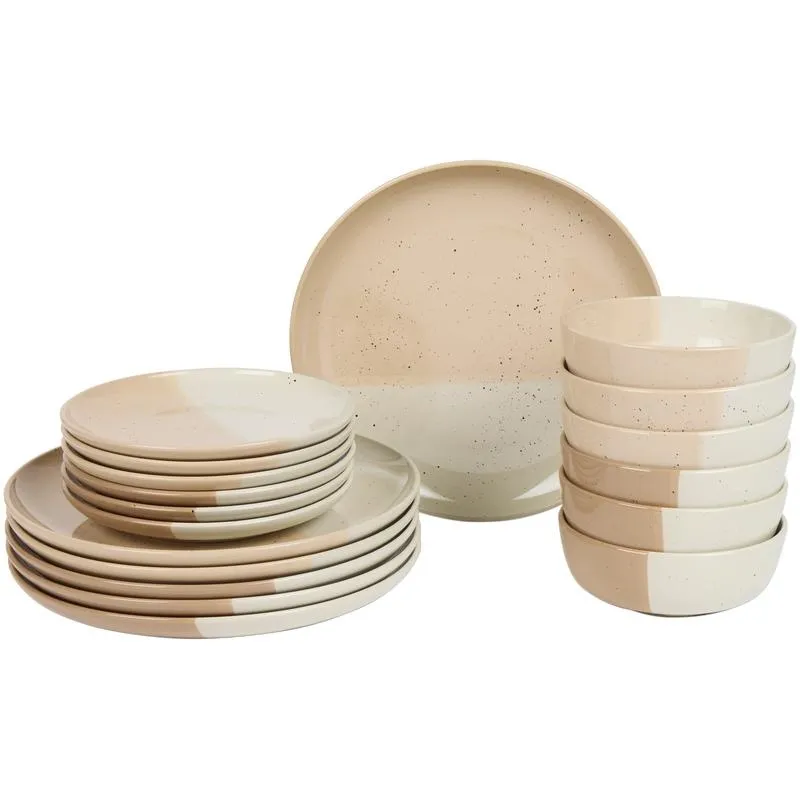 Azur serviesset met gespikkeld design - beige/roze