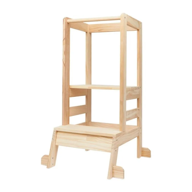 Houten leertoren / keukenhulp - bruin