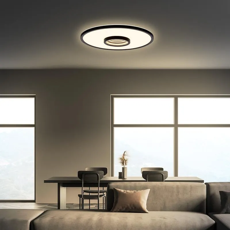 Ronde led plafondlamp met tunneleffect - zwart