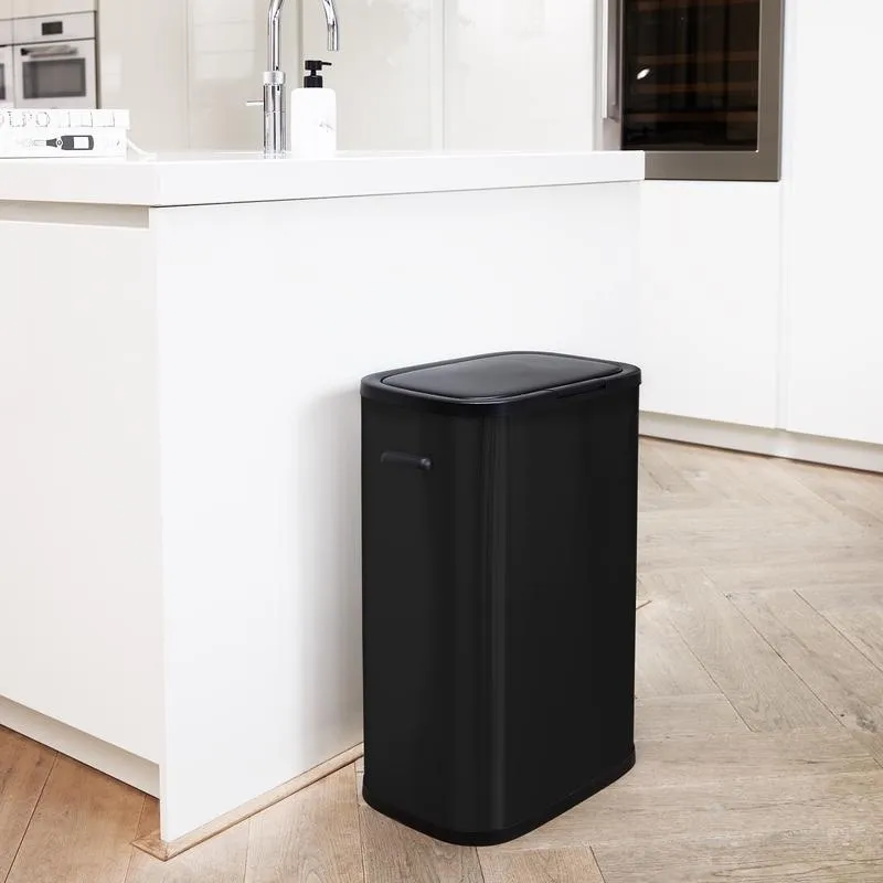 Prullenbak met drukdeksel - 60 liter - zwart