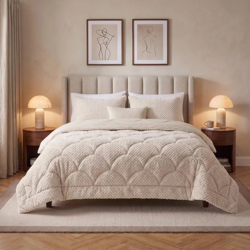Lazy all-in-one dekbed Teddy fur - beige
