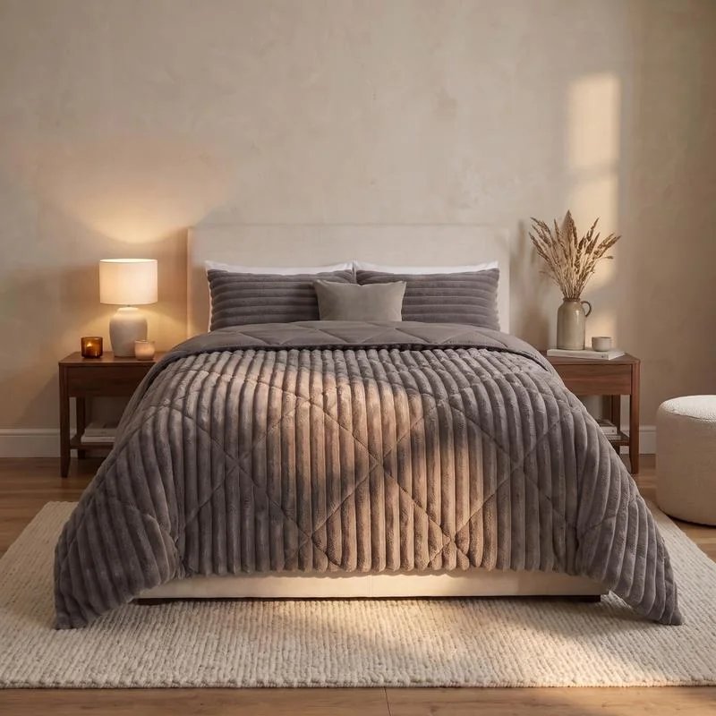Lazy all-in-one dekbed ribstof - donkerbruin