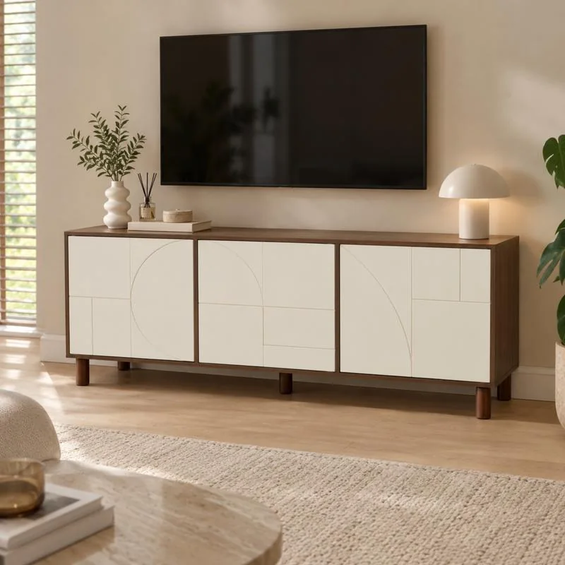 Tv-meubel met abstract design - beige/bruin