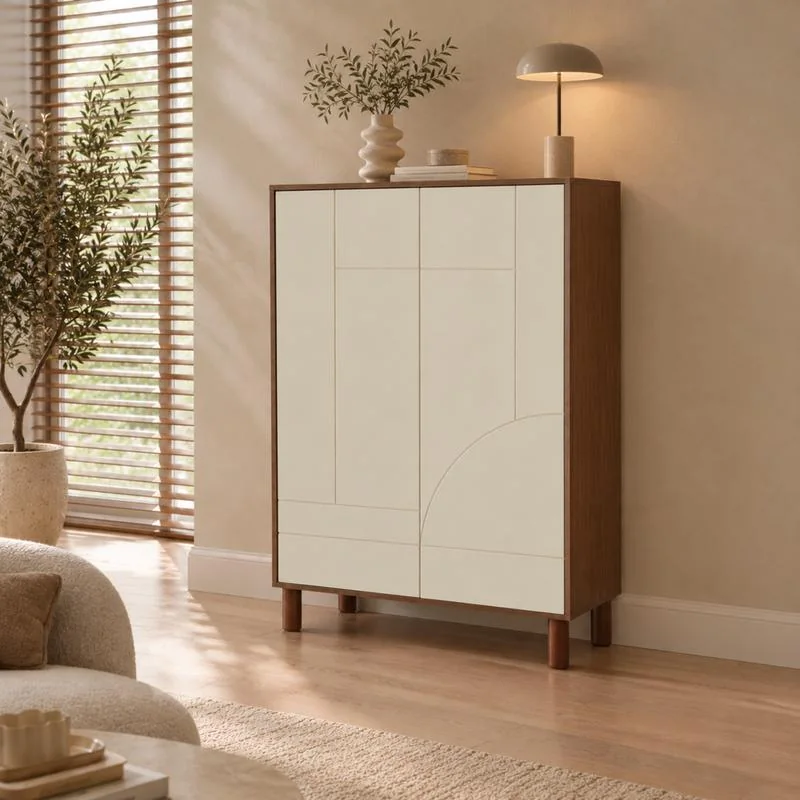 Wandkast met abstract design - beige/bruin