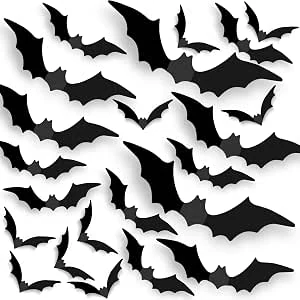 120 Stuks Halloween Decoration Vleermuizen, Creepy 3D Vleermuis Wall Sticker in 4 Verschillende Maten, DIY Halloween Decoration Bat Set voor Raamdecoratie, Waterdichte PVC Wall Bat Decoratie