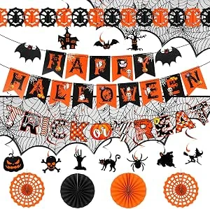 18 Stuks Halloween Decoratie Binnen Feestversiering Slinger & Banner Set