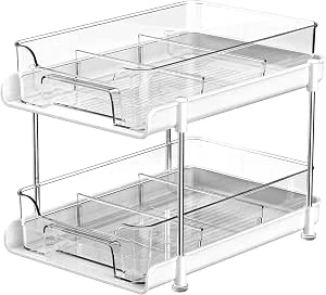 2-laagse uitschuifbare opbergorganizer onder de gootsteen – multifunctionele opbergunit voor keuken, voorraadkast, badkamer en medicijnkast (wit)