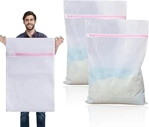 2 stuks grote waszakken 60 x 90 cm, waszak XXL, wasnet voor wasmachine, waszak kan worden gebruikt voor gordijnen, mantels, donsjassen, tapijten, badhanddoeken