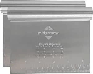 2 stuks roestvrijstalen deegsnijder met meetschaal, deegschraper, deegkaart, deegspatel, schraper voor keuken, cake, pizza, cake, dong, bakgerei(15 * 12.5cm)