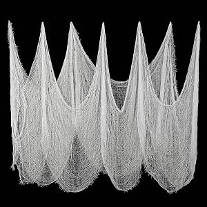 215 x 500 cm Enge Doek Enge Kaasdoek Halloween Decoratie Stof Horror Katoenen Mousseline Doeken voor Spookhuizen Party Deuren Gordijn Buiten Decoratie (Wit)