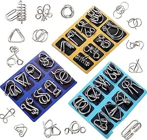 24 Stuks Metal Puzzles Set, Metalen Puzzel Lock Breinbreker Toys Hersenkraker Denkspel Draadspel Geduldspel IQ Brain Teaser Educatief Intelligente Speelgoed Voor Kinderen Volwassenen