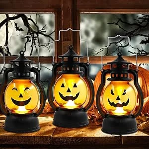 3 stuks Halloween-lantaarns, draagbare pompoen-led, Halloween-lantaarns, Halloween-lantaarn voor binnen en buiten, Halloween, lichtgevende pompoen om op te hangen, Halloween-decoratie, verlichte