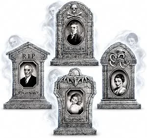 4 stuks Halloween grafstenen 43 cm, decoratie buiten voor tuin en gazon