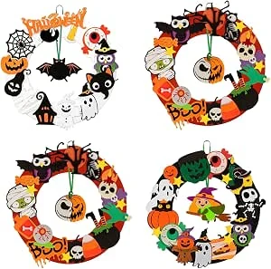 4 stuks Halloween krans knutselset voor kinderen vilten krans party