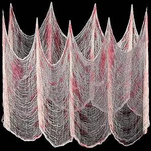 6 x 1,50 m decoratieve stof, griezelige doek, bloeding, grote horror, Halloween-decoratie, binnen, buiten, gothic, party, tafeldecoratie, deurgordijn