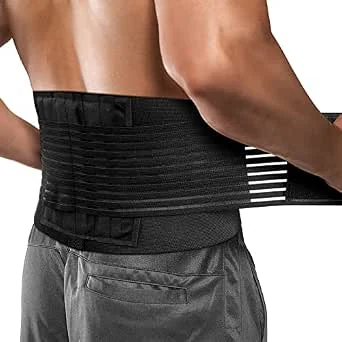 ACWOO onderrugsteunriem, verstelbare onderrugsteun lendenbrace met 6 steunsteunen, dubbele trek lumbale rugbrace voor scoliose en ischias pijnverlichting, mannen en vrouwen (L)