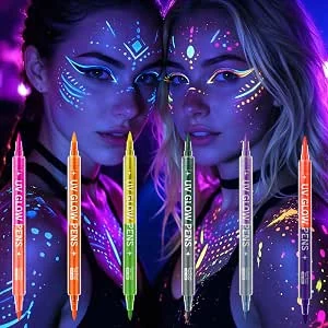 AOOWU 12 kleuren UV bodypainting stiften, neon make-up, glow in the dark