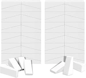 AUAUY 48 stuks make-upspons, driehoekige cosmetische sponsjes, niet-latex cosmetische bladerdeeg, mini-applicator wiggen, poederkwasten voor het aanbrengen van foundationpoeder, crème, vloeistof - wit