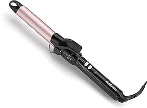 BaByliss 25mm Krultang - Satin Touch Cilinder, 10 Temperatuurinstellingen, Pro Styling Tool met Geïntegreerde Standaard, Zwart & Roze, C325E