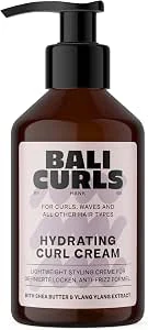 Bali Curls Hydraterende Curl Cream – Vochtinbrengende krullencrème Shea Butter, kokosolie & Ylang-Ylang – Krullencrème voor soepele & gedefinieerde krullen – Veganistische krullenverzorging voor