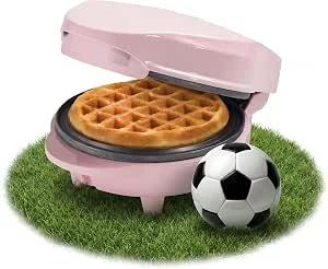 Bestron Mini-wafelijzer voor klassieke wafels, wafelijzer met antiaanbaklaag, voor kinderfeestjes, Familiefeest, Pasen of Kerst, retro design, 550 Watt, kleur: roze