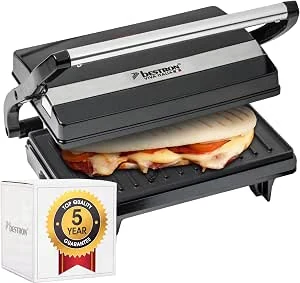 Bestron Sandwichmaker, panini contactgrill met antiaanbaklaag, 750W, zwart