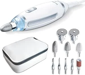 Beurer MP 62 manicure/pedicure set, elektrische nagelvijl met 10 hoogwaardige nagelverzorgingshulpstukken, LED-licht, traploze snelheidsregeling, met opbergetui