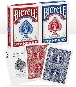 Bicycle ® Speelkaarten met standaardindex, 2 decks, rood en blauw, luchtkussenafwerking, professioneel, uitstekende bediening en duurzaamheid